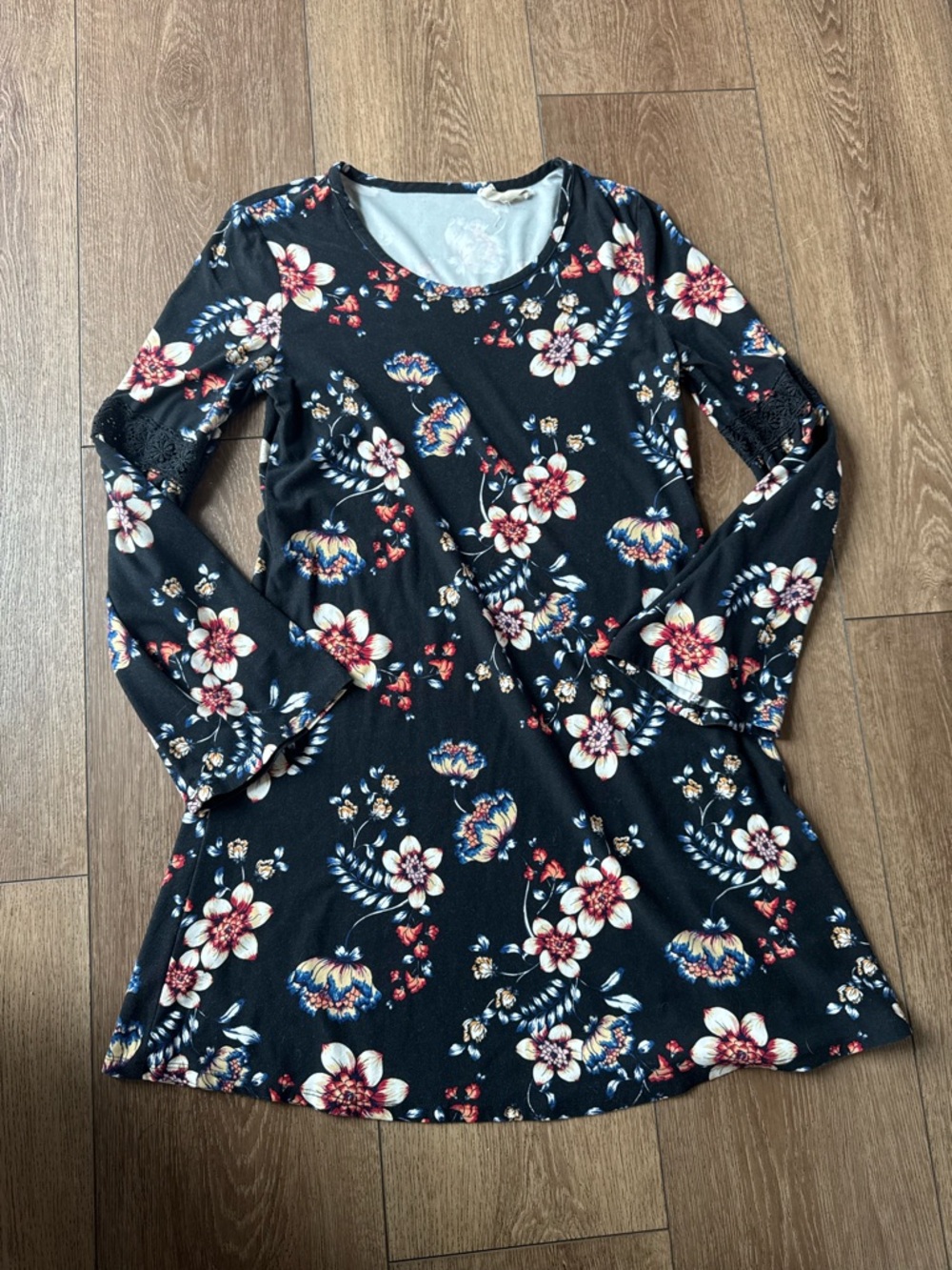Pink Rose Floral Long Sleeve Dress